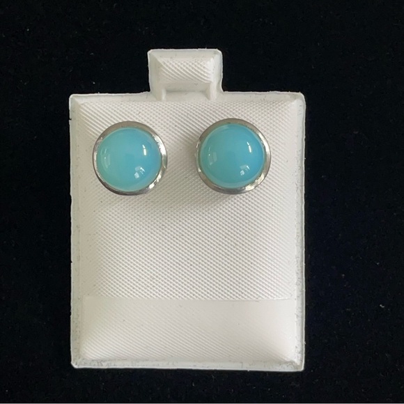 Sterling silver 925 with Cabachon Chalcedony earrings - Picture 2 of 9